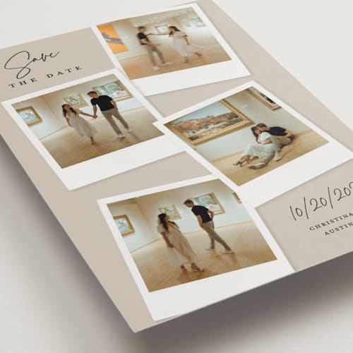 This is a dune save the date postcards with standard by Kerry Doyle called instant elegance printing on signature in postcard