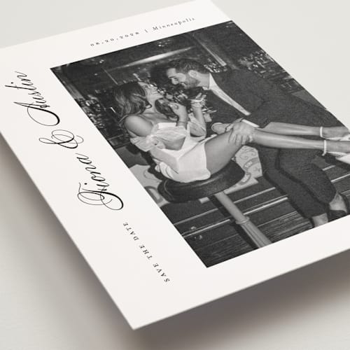 This is a onyx save the date postcards with standard by Michelle Taylor called lovely day printing on signature in postcard
