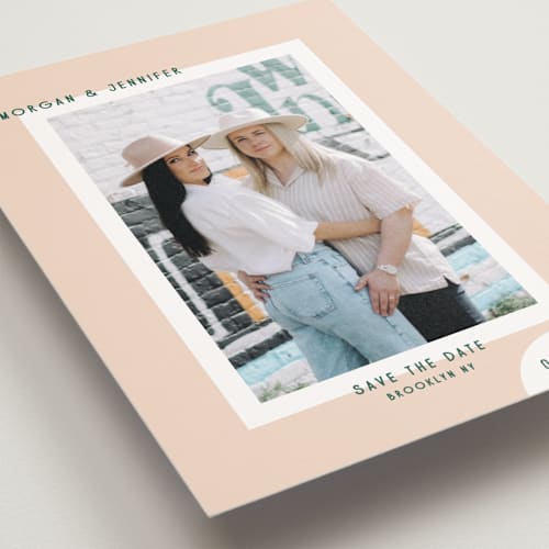 This is a melon save the date postcards with standard by Kelly Watkins called minimal modern printing on signature in postcard