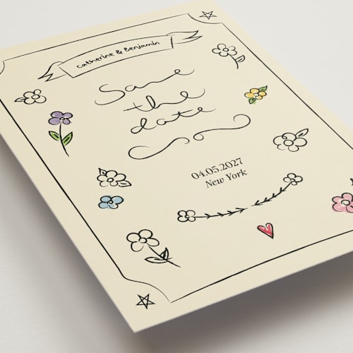This is a natural save the date postcards with standard by Helena Vitto called lovely date printing on signature in postcard