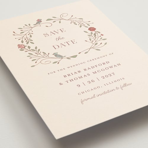 This is a autumn save the date postcards with standard by Morgan Ramberg called disney storybook printing on signature in postcard