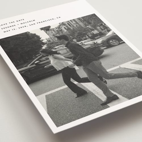 This is a fog save the date postcards with standard by Sumak Studio called simple printing on signature in postcard