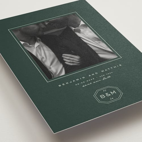 This is a garden save the date postcards with standard by Blustery August called beignet printing on signature in postcard