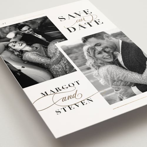 This is a cloud save the date postcards with foil pressed by Ashlee Townsend called double up printing on signature in postcard