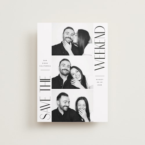 This is a ink petite save the dates with standard by Hudson meet Rose called snapshot printing on recycled smooth signature in petite