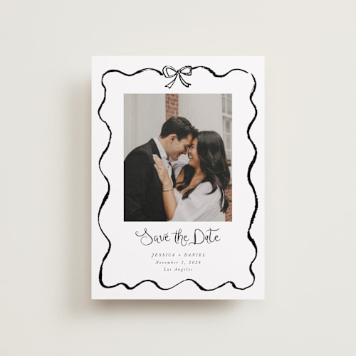 This is a ink petite save the dates with standard by Cass Loh called quirky fun printing on recycled smooth signature in petite