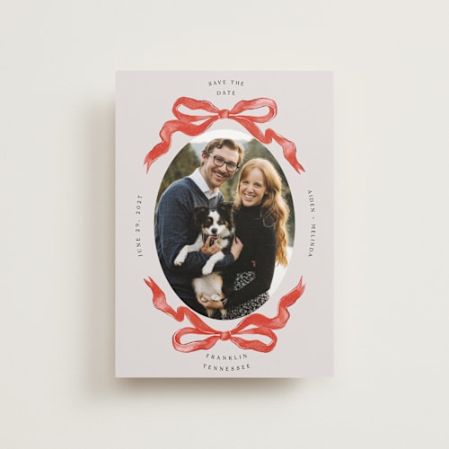 This is a candy petite save the dates with standard by Pati Cascino called gibson printing on recycled smooth signature in petite