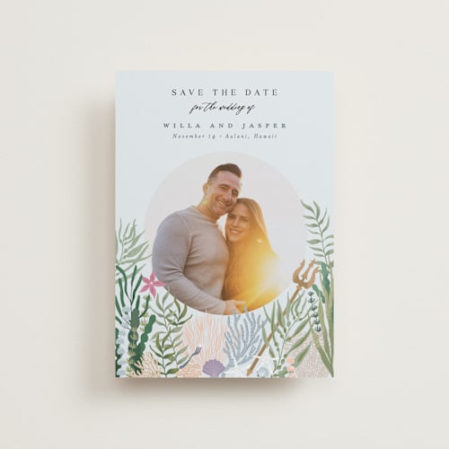 This is a sea petite save the dates with standard by Alethea and Ruth called part of your world from disney's little mermaid printing on recycled smooth signature in petite
