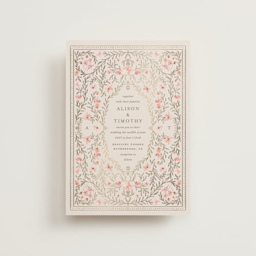 This is a versailles petite wedding invitations with foil pressed by Claudia Orengo called victorian printing on signature in petite