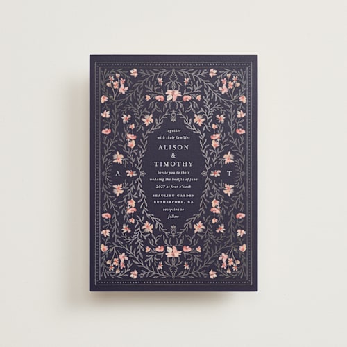 This is a westminster petite wedding invitations with foil pressed by Claudia Orengo called victorian printing on signature in petite