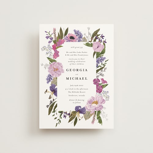 This is a vineyard petite wedding invitations with foil pressed by Susan Moyal called harmony printing on signature in petite