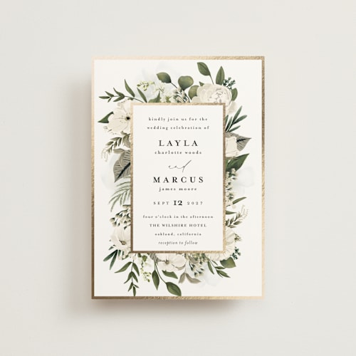 This is a vanilla petite wedding invitations with foil pressed by Susan Moyal called classic love printing on signature in petite