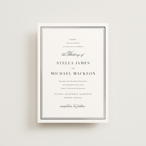 This is a cotton petite wedding invitations with foil pressed by Jennifer Postorino called polished printing on signature in petite