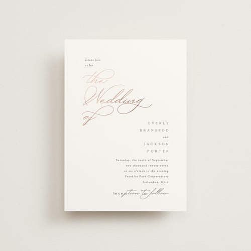 This is a snow petite wedding invitations with foil pressed by Kaydi Bishop called eternal printing on signature in petite
