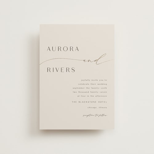 This is a smoke petite wedding invitations with foil pressed by Olivia Raufman called gathering printing on signature in petite