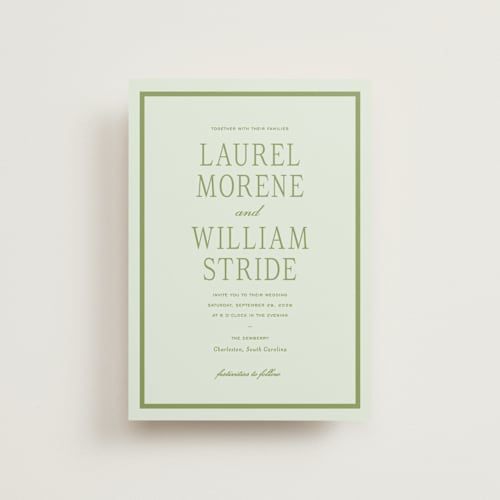 This is a forest petite wedding invitations with standard by Sara Hicks Malone called dewberry printing on signature in petite