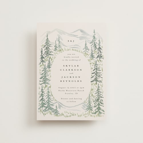 This is a forest petite wedding invitations with standard by Petra Kern called paradise printing on signature in petite