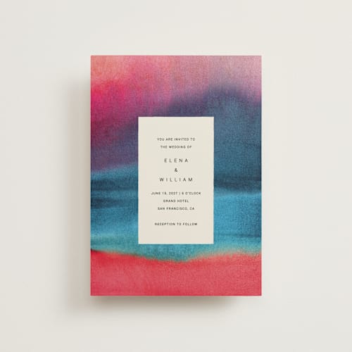 This is a sunset petite wedding invitations with standard by Sumak Studio called at dusk printing on signature in petite