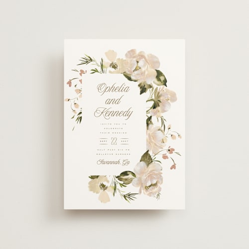 This is a pearl petite wedding invitations with standard by Leah Bisch called felicity printing on signature in petite
