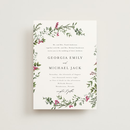 This is a peony petite wedding invitations with standard by Susan Moyal called romantic florals printing on signature in petite