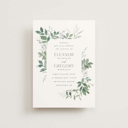 This is a fern petite wedding invitations with standard by Everett Paper Goods called grove printing on signature in petite