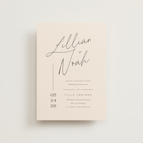 This is a creampuff petite wedding invitations with standard by Carolyn MacLaren called modern aligned printing on signature in petite