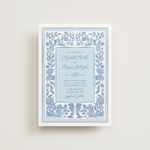 This is a porcelain petite wedding invitations with standard by Elly called porcelain floral printing on signature in petite