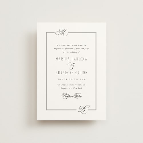 This is a tuxedo petite wedding invitations with standard by Nicoletta Savod called black tie elegance printing on signature in petite