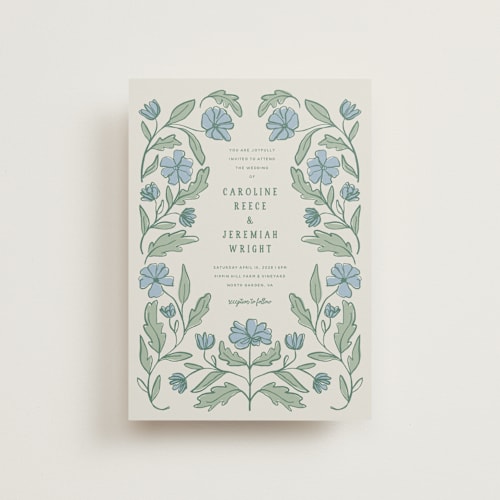 This is a garden petite wedding invitations with standard by Kelly Watkins called botanical printing on signature in petite