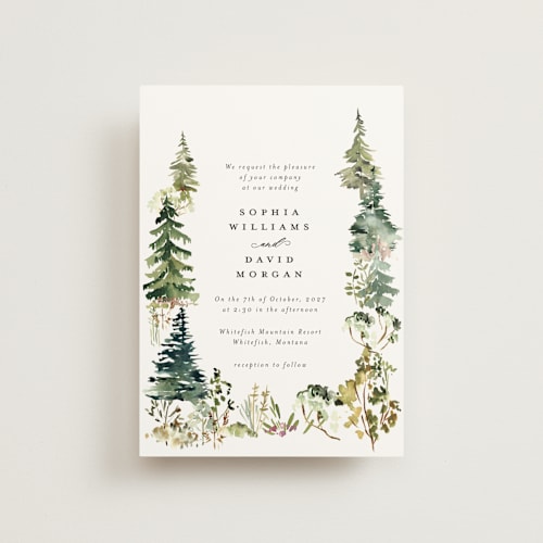 This is a forest petite wedding invitations with standard by Petra Kern called great outdoors printing on signature in petite