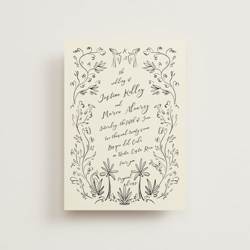 This is a ivory petite wedding invitations with standard by Ani Somi called sundaland gardens printing on signature in petite