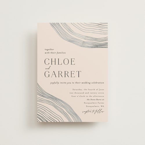 This is a natural petite wedding invitations with standard by Alethea and Ruth called rings printing on signature in petite