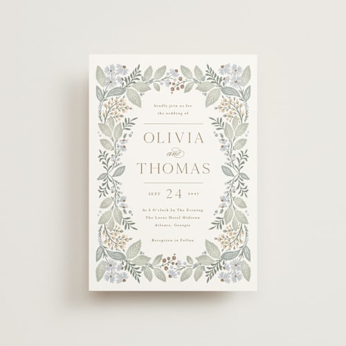 This is a meadow petite wedding invitations with standard by Kristen Smith called wild flora printing on signature in petite