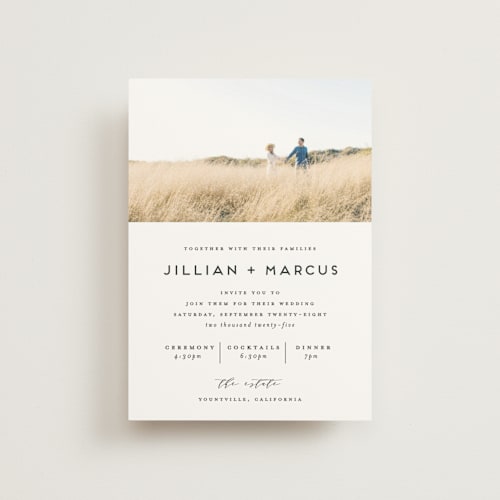 This is a linen petite wedding invitations with standard by Christie Garcia called picturesque printing on signature in petite