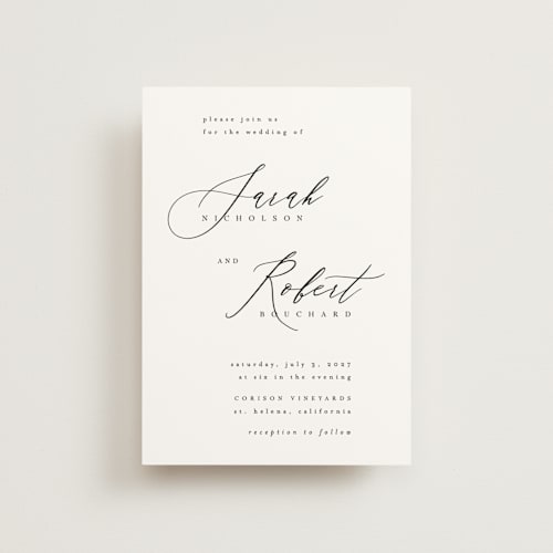 This is a classic petite wedding invitations with standard by Kelly Schmidt called corison printing on signature in petite