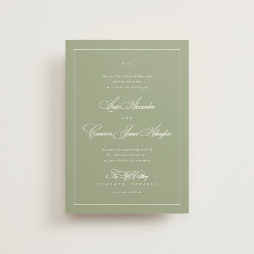 This is a garden petite wedding invitations with standard by Kelly Schmidt called greenwood printing on signature in petite