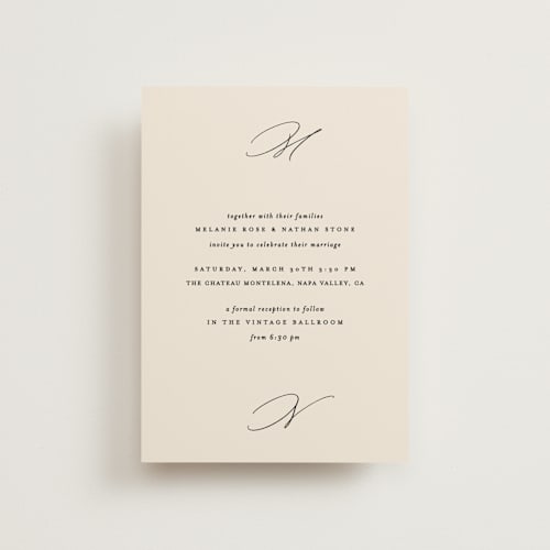 This is a ivory petite wedding invitations with standard by Angela Thompson called infinite printing on signature in petite