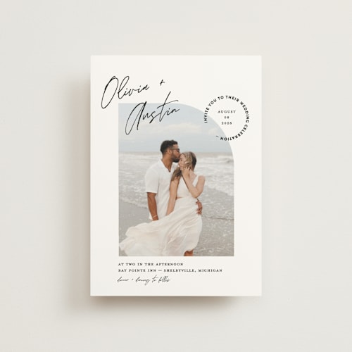 This is a cloud petite wedding invitations with standard by Pixel and Hank called merge printing on signature in petite