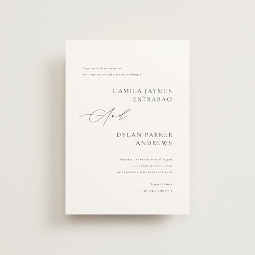 This is a onyx petite wedding invitations with standard by Jennifer Postorino called graceful printing on signature in petite