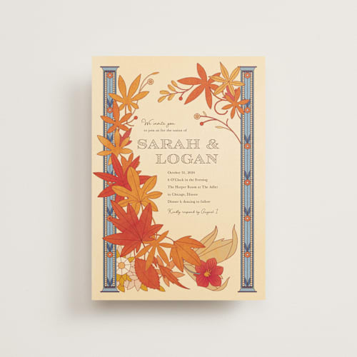This is a autumn petite wedding invitations with standard by Morgan Ramberg called fall in love printing on signature in petite