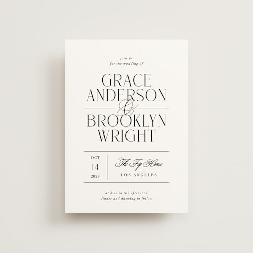 This is a caviar petite wedding invitations with standard by Olivia Raufman called grand scale printing on signature in petite