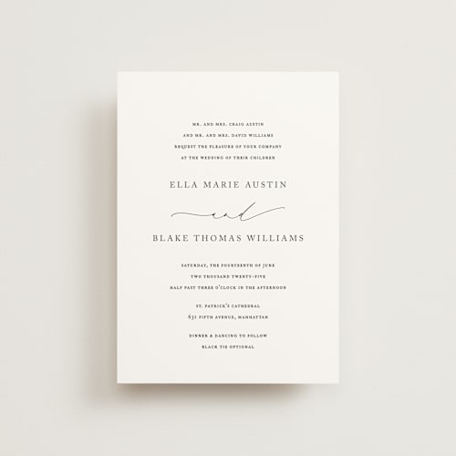 This is a linen petite wedding invitations with standard by Jennifer Postorino called breathe printing on signature in petite