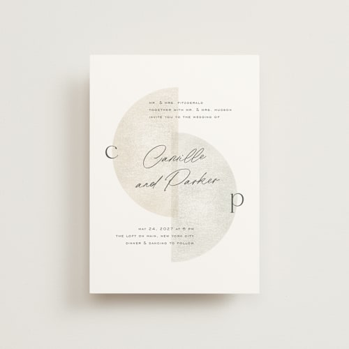 This is a stone petite wedding invitations with standard by Jackie Crawford called camille printing on signature in petite