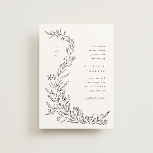 This is a alpine petite wedding invitations with standard by Pixel and Hank called floral cascade printing on signature in petite