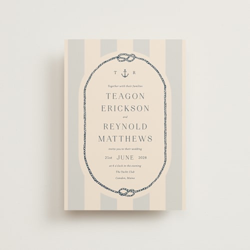This is a sea breeze petite wedding invitations with standard by Rebecca Durflinger called nautical nuptials printing on signature in petite