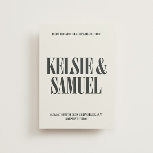 This is a ash petite wedding invitations with standard by Kelly Watkins called flynn printing on signature in petite