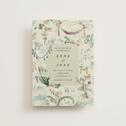This is a nouvelle petite wedding invitations with standard by Sumak Studio called chinoiserie printing on signature in petite