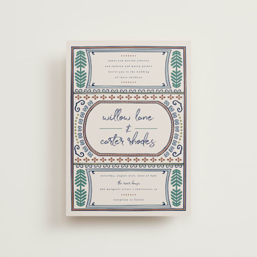 This is a neptune petite wedding invitations with standard by Kelly Watkins called vase printing on signature in petite
