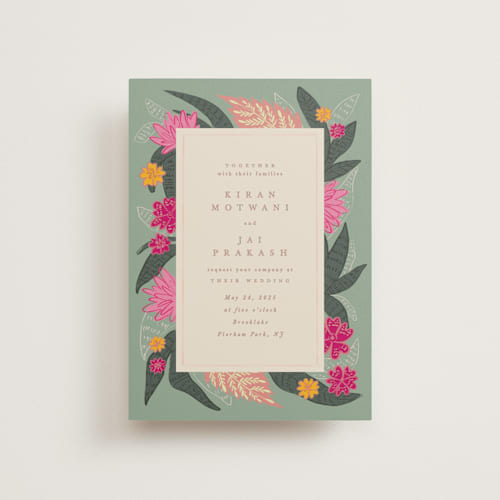 This is a patta petite wedding invitations with standard by Creo Study called phool bahar printing on signature in petite