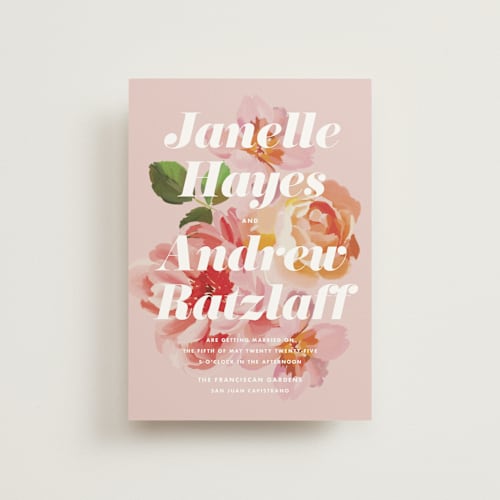 This is a petal petite wedding invitations with standard by Olivia Kanaley Inman called july garden printing on signature in petite